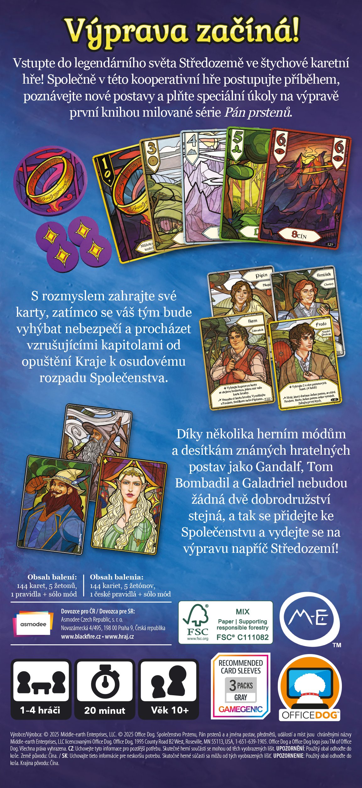 Asmodee Czech Republic Pán prstenů: Společenstvo prstenu – Štychová karetní hra + promo kapitola Dary Galadriel Obrázek