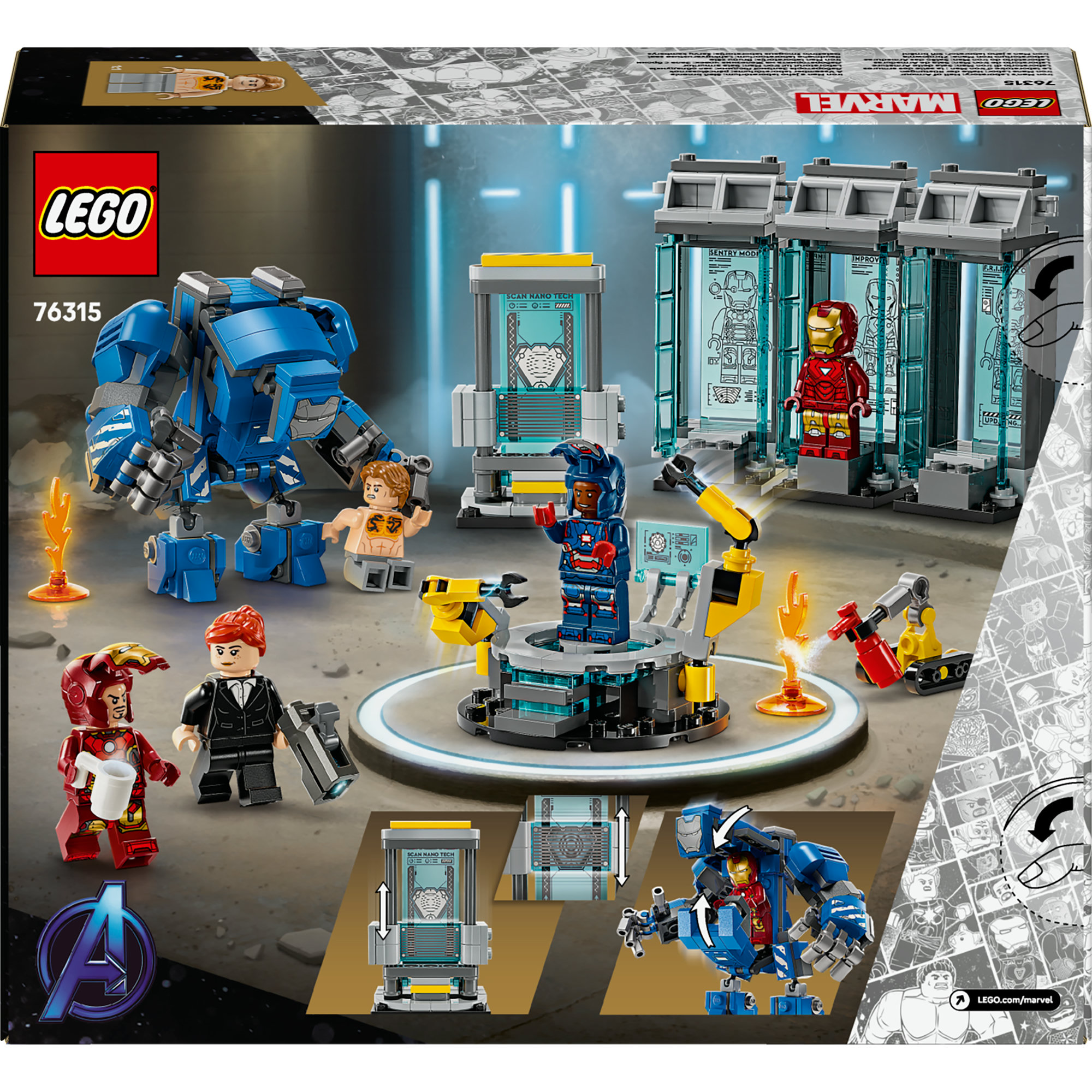 LEGO LEGO® Marvel Iron Man a jeho laboratoř: Síň brnění 76315 Obrázek