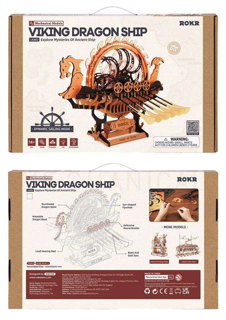 RoboTime Puzzle: Vikingská dračí loď (3D hrací skládačka)