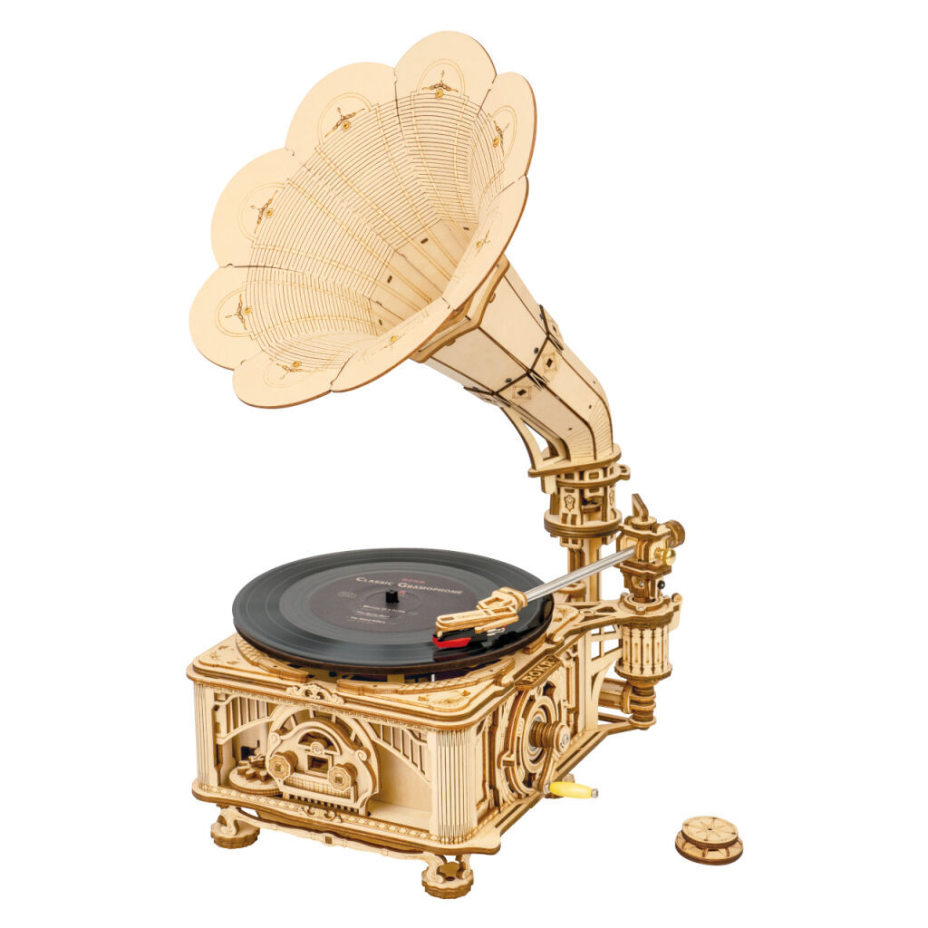 RoboTime puzzle: Gramofon – ruční pohon (3D skládačka)