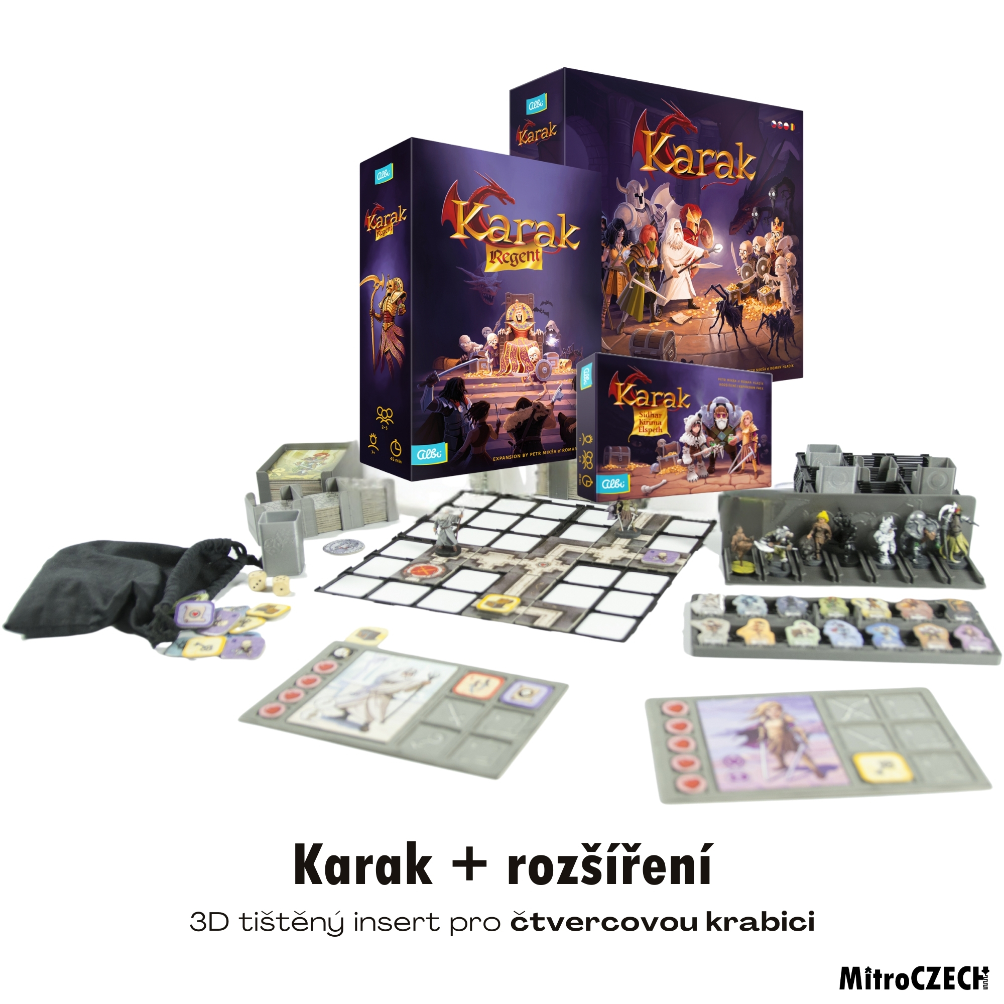 MitroCZECH Karak (v2) + Regent + figurky - insert pro hru Barva: Černá, Sada 20 mřížek: ano - chci mřížky ve stejné barvě
