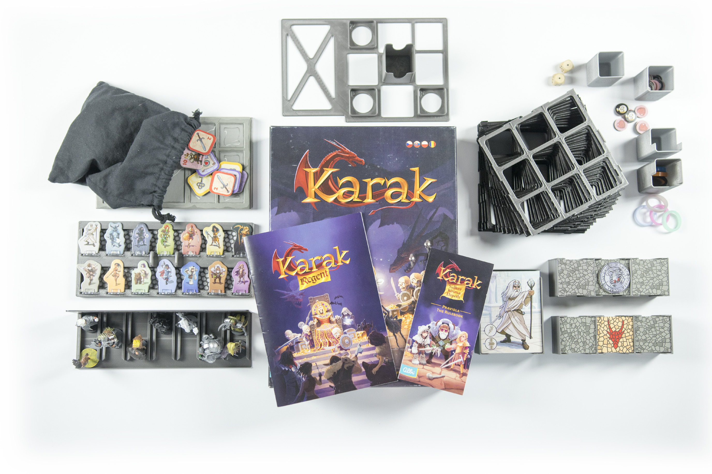 MitroCZECH Karak + Regent + figurky - insert pro hru Barva: Lesklá tmavě šedá, Sada 20 mřížek: ano - chci mřížky ve stejné barvě