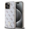 Guess PU Leather 4G Triangle Metal Logo Zadní Kryt pro iPhone 15 Pro Max White