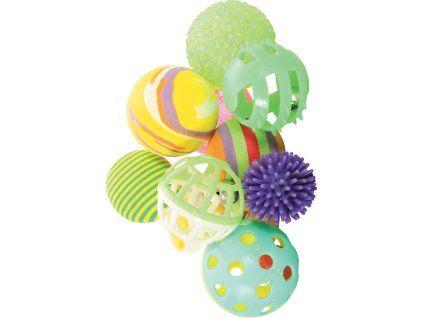 Hračka kočka sada míčků 10ks 4cm mix barev