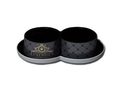 Miska plast LUXURIOUS double černá 2x350ml
