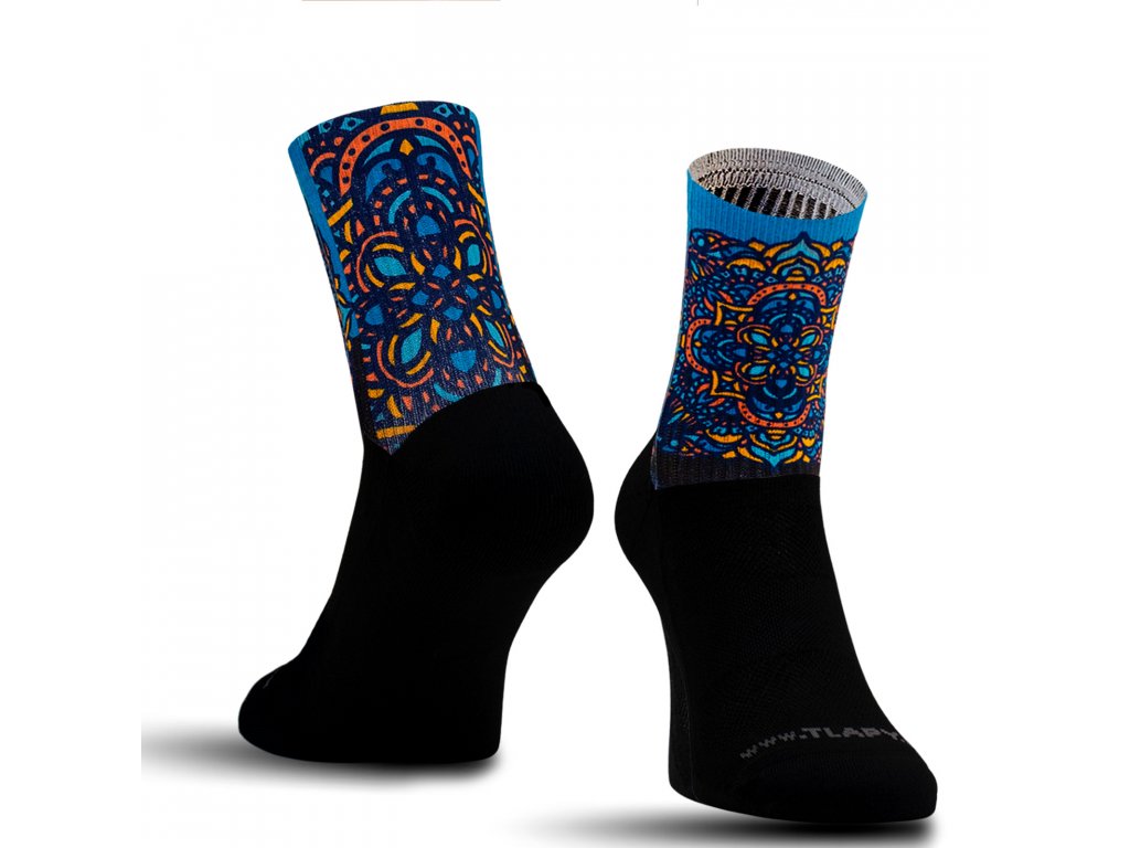 Ponožky, motiv modrooranžová mandala
