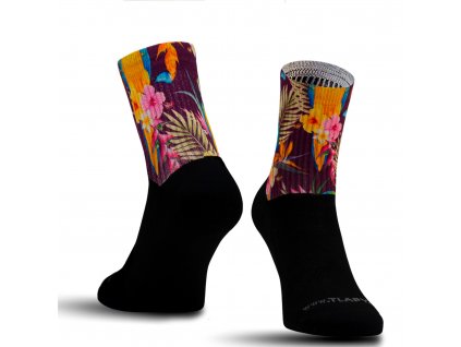 Ponožky, motiv tropické květy