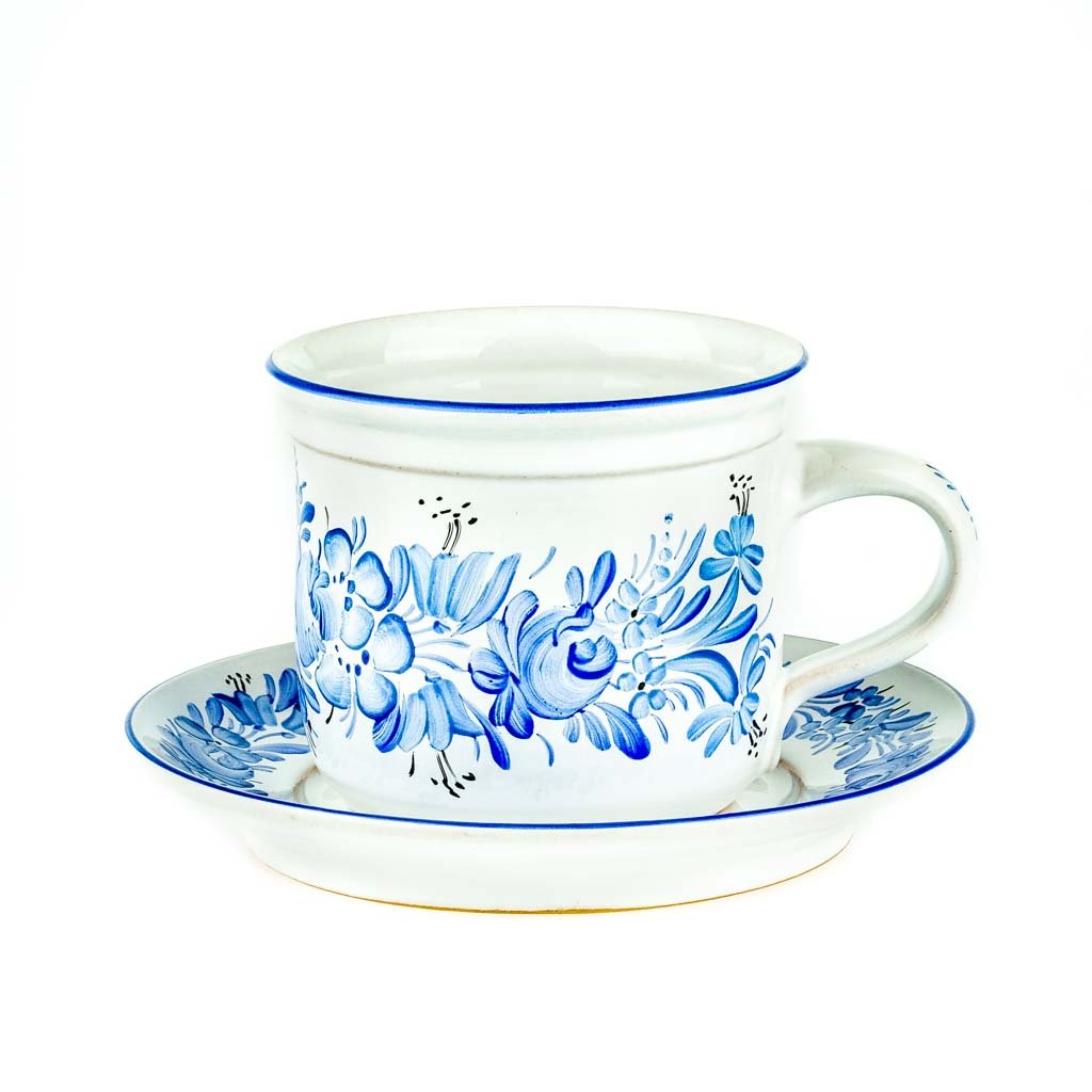 Šálek s podšálkem „Šapo“, modré, modrá chodská keramika