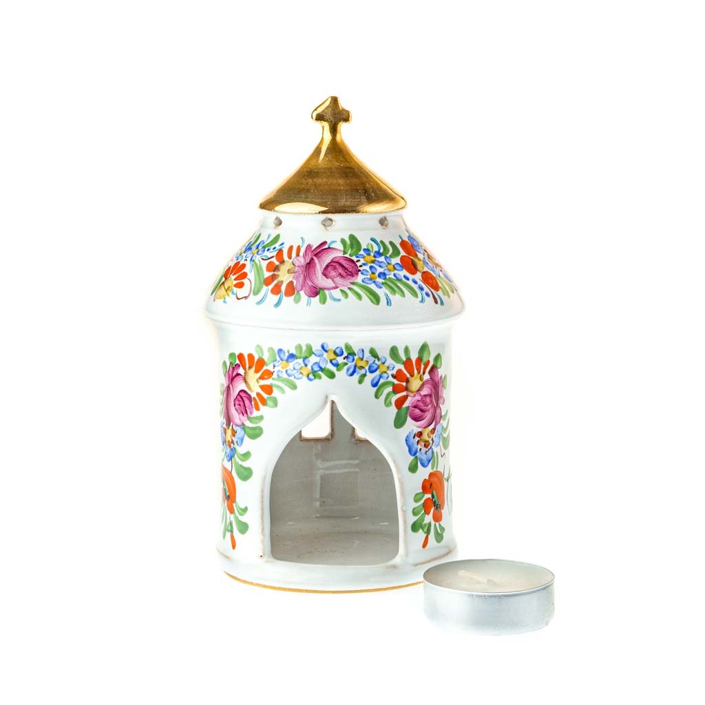 Kaplička, stojánek na čajovou svíčku, chodská keramika
