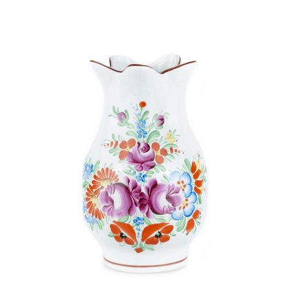 Keramická váza z Chodska, 20 cm, bílá chodská keramika