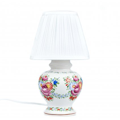 Stolní lampa, bílá chodská keramika