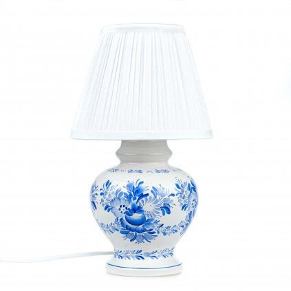 Stolní lampa, modrá chodská keramika