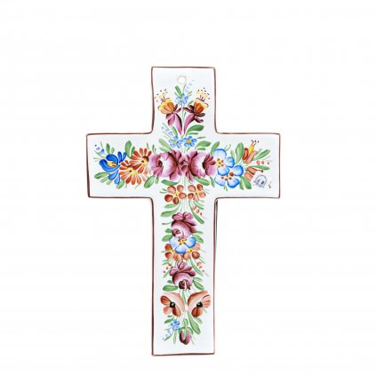 Kříž na zavěšení, bílá chodská keramika