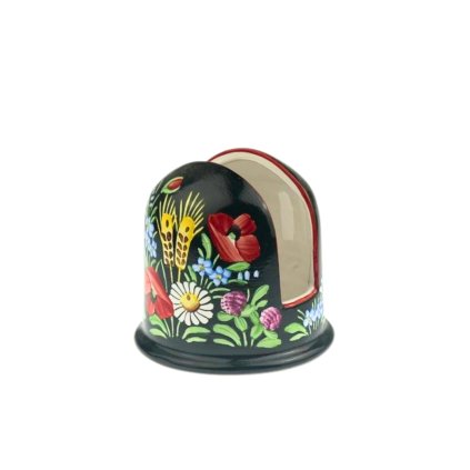 Stojánek na ubrousky, zoblený, černá chodská keramika