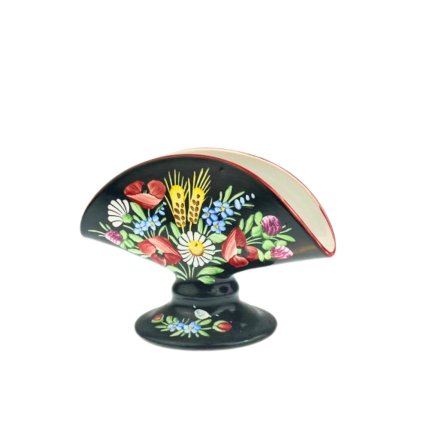 Stojánek na ubrousky, velký, černá chodská keramika