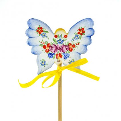 Zápich do květináče - Motýlek, chodská keramika