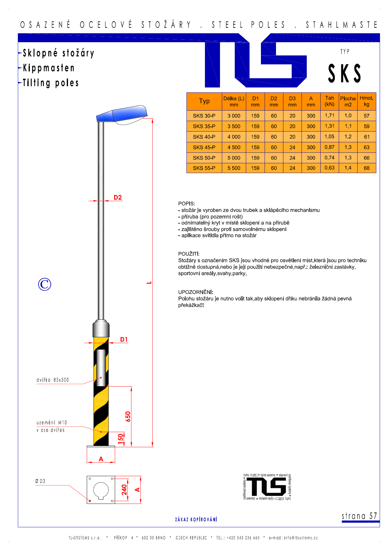 Katalogový list - stožár typu SKS