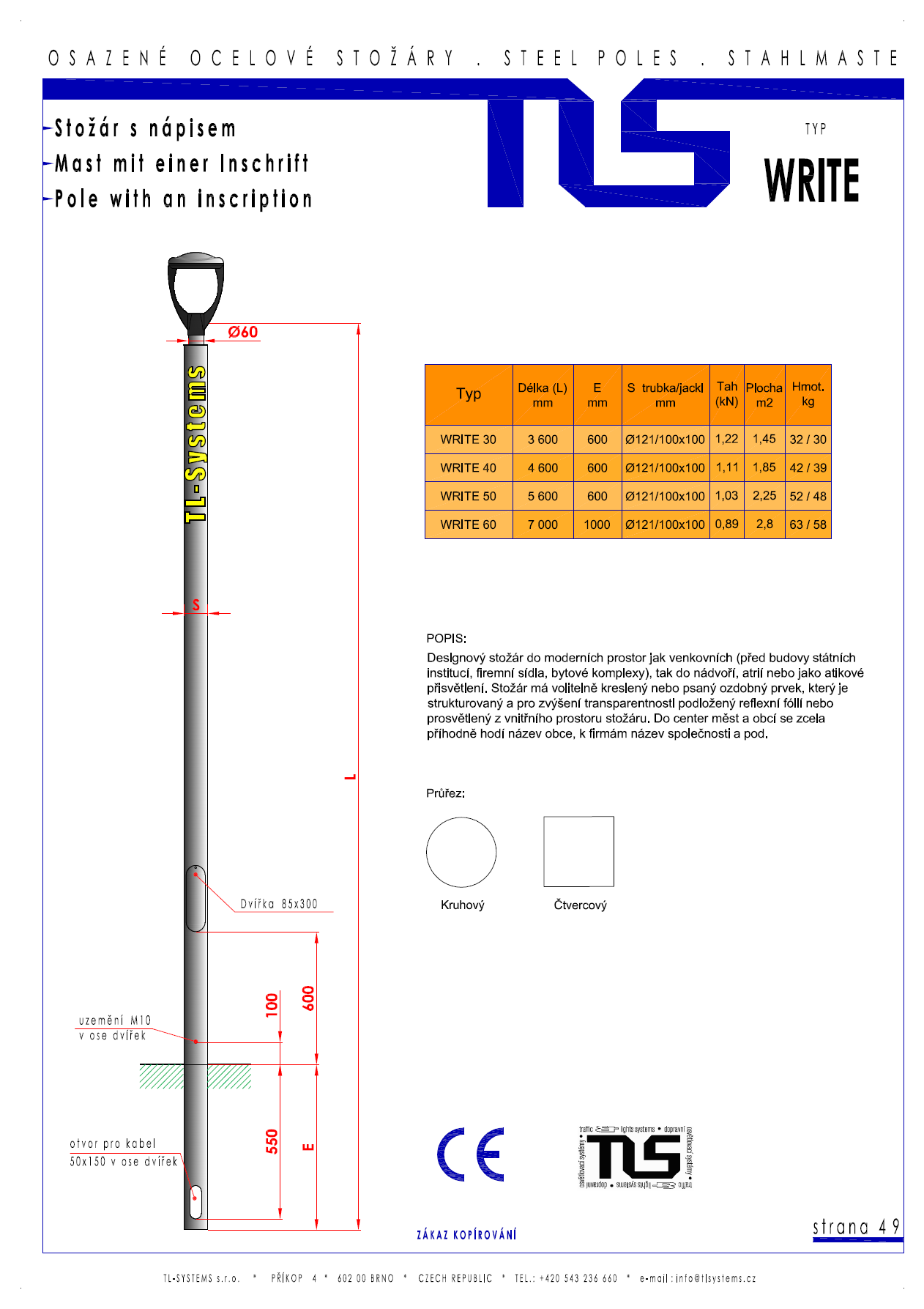 Katalogový list -stožár typu Write