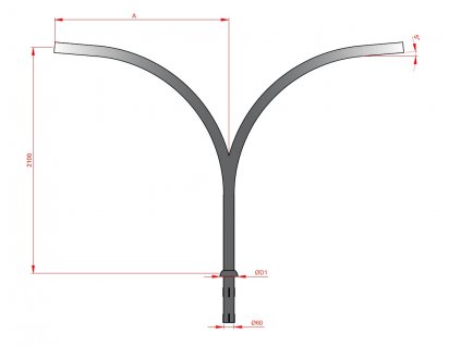 Obloukový dvojramenný 180°