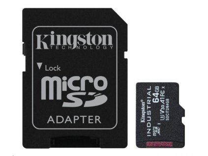 Kingston MicroSDXC karta 64GB microSDXC Industrial C10 A1 pSLC Card + SD Adapter