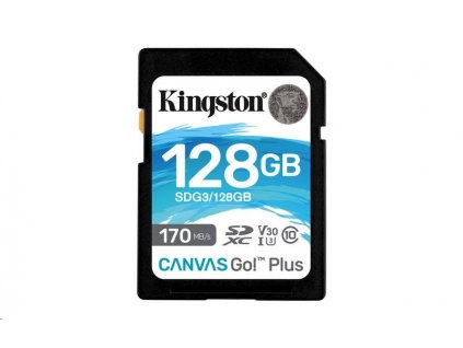 Kingston SDXC karta 128GB Canvas Go! Plus, R:170/W:90MB/s, Class 10, UHS-I, U3, V30