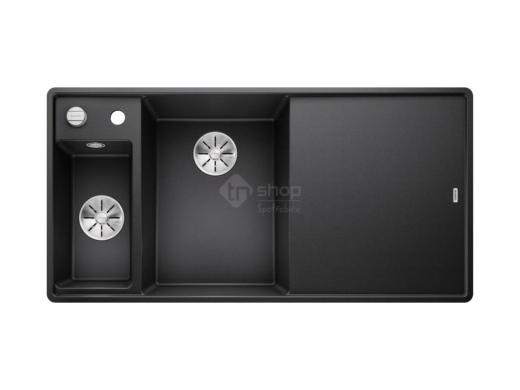 Blanco AXIA III 6 S-F InFino Silgranit černá sklen.kráj.deska dřez vlevo s exc.