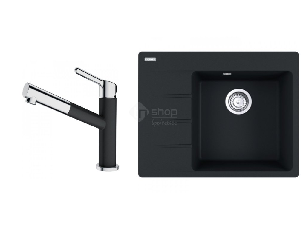 Set Franke (dřez CNG 611-62TL/2 matná černá+ baterie FC 3055.901)