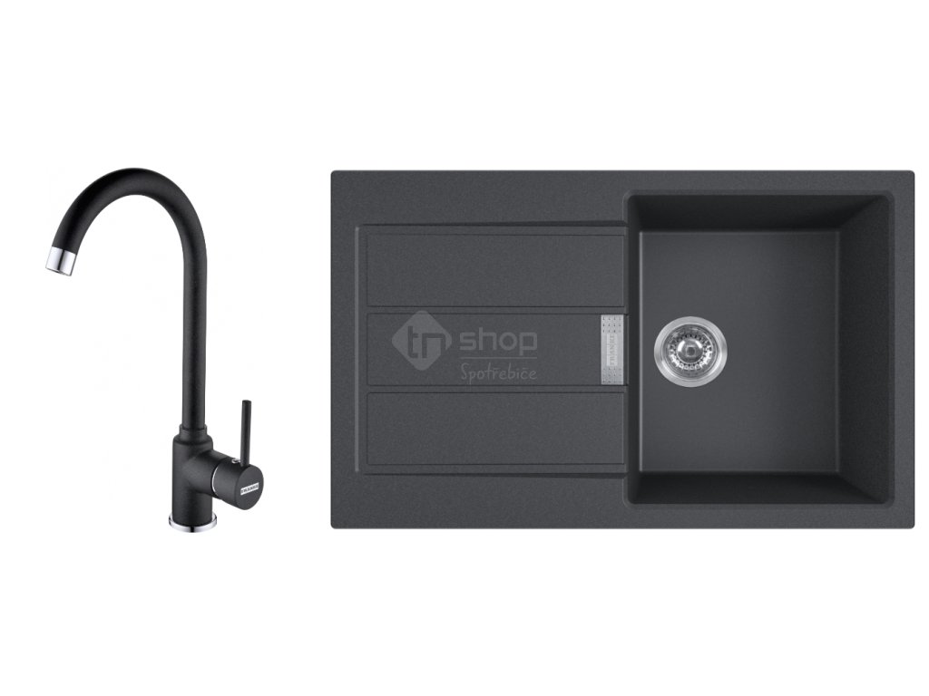 Set Franke T84Č (dřez S2D 611-78 černá+ baterie FP 9000.071 POLA)