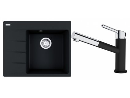 Set Franke G215 (dřez CNG 611-62 TL/2 Onyx + baterie FC 3055.071 ORBIT Chrom/Onyx)  + 5 % sleva v košíku s kódem SLEVA5