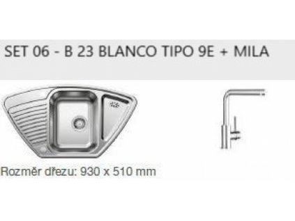 Blanco SET 06-B 23 Tipo 9 E přírodní lesk s excentrem  + Mila chrom  + Nákupem tohoto zboží získejte 5% slevu