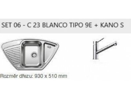 Blanco SET 06-C 23 Tipo 9 E přírodní lesk s excentrem  + Kano-S chrom  + Nákupem tohoto zboží získejte 5% slevu