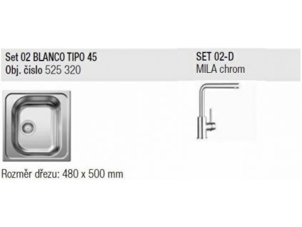 Blanco SET 02-D 23 Tipo 45 přírodní lesk + Mila chrom