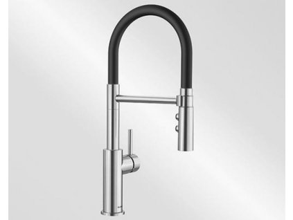 Blanco CATRIS-S Flexo PVD steel chrom s černou sprchovou hadicí HD