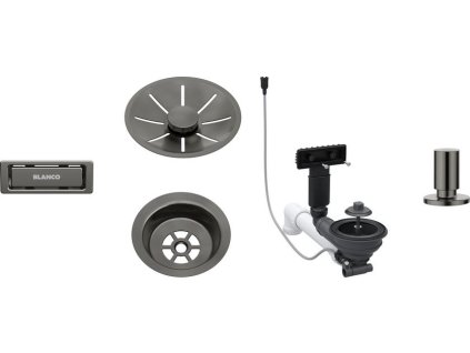 Blanco Odtoková sada 3 1" InFino pro jednu vaničku, přepad C-overflow, + táhlo, satin dark steel  + 5 % sleva v košíku s kódem SLEVA5