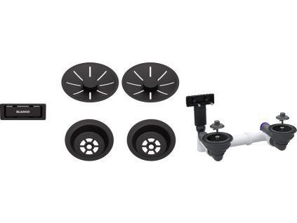 Alveus Odtoková sada 2x3 1" InFino pro dvě vaničky, přepad C-overflow, černá matná