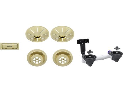 Alveus Odtoková sada 2x3 1" InFino pro dvě vaničky, přepad C-overflow, satin gold