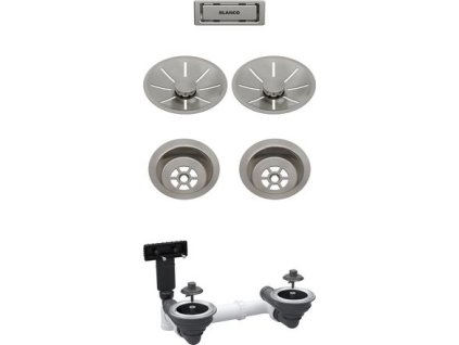 Blanco Odtoková sada 2x3 1" InFino pro dvě vaničky, přepad C-overflow, satin platinum  + 5 % sleva v košíku s kódem SLEVA5