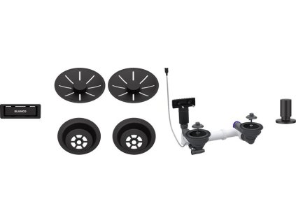 Alveus Odtoková sada 2x3 1" InFino pro dvě vaničky, přepad C-overflow, + táhlo, černá matná  + 5 % sleva v košíku s kódem SLEVA5