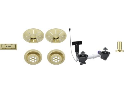 Blanco Odtoková sada 2x3 1" InFino pro dvě vaničky, přepad C-overflow, + táhlo, satin gold  + 5 % sleva v košíku s kódem SLEVA5