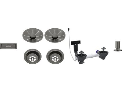 Alveus Odtoková sada 2x3 1" InFino pro dvě vaničky, přepad C-overflow, + táhlo, satin dark steel  + 5 % sleva v košíku s kódem SLEVA5