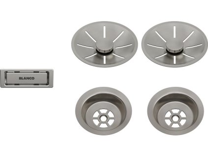 Blanco Odtoková sada InFino s přepadem C-overflow, satin dark platinum pro dva dřezy