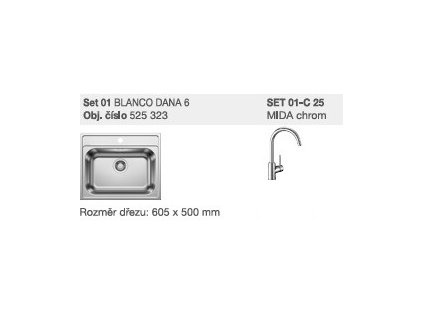 Blanco SET 01-C 25 Dana 6 přírodní lesk + Mida chrom
