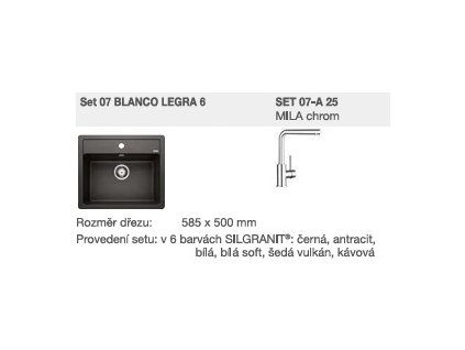 Blanco SET 07-A 25 Legra 6 bílá soft + MILA chrom