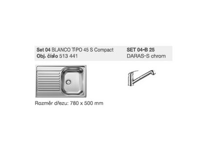 Blanco SET 04-B 25 Tipo 45 S Compact přírodní lesk + Daras -S chrom