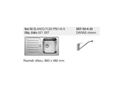 Blanco SET 02-A 25 Blanco FLEX Pro 45 S Nerez přírodní lesk + Daras chrom