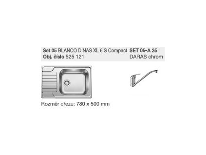 Blanco SET 05-A 25 Dinas XL 6 S Compact kartáčovaný + Daras chrom