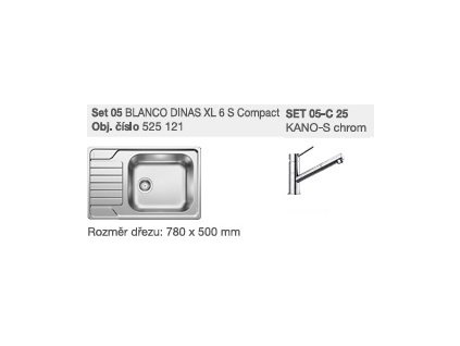 Blanco SET 05-C 25 Dinas XL 6 S Compact kartáčovaný + Kano-S chrom