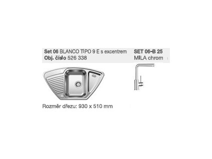 Blanco SET 06-B 25 Tipo 9 E přírodní lesk s excentrem + Mila chrom