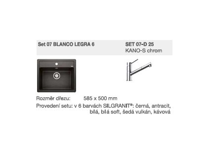 Blanco SET 07-D 25 Legra 6 černá + KANO-S chrom
