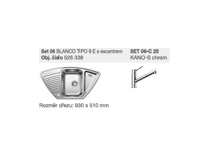 Blanco SET 06-C 25 Tipo 9 E přírodní lesk s excentrem + Kano-S chrom